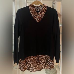 EUC sweater with leopard shirt